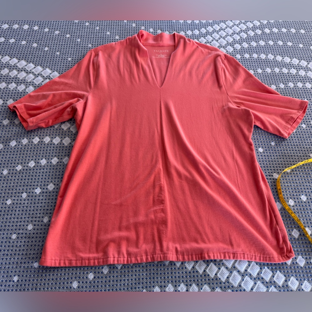 Talbots Coral V-Neck Short Sleeve Top